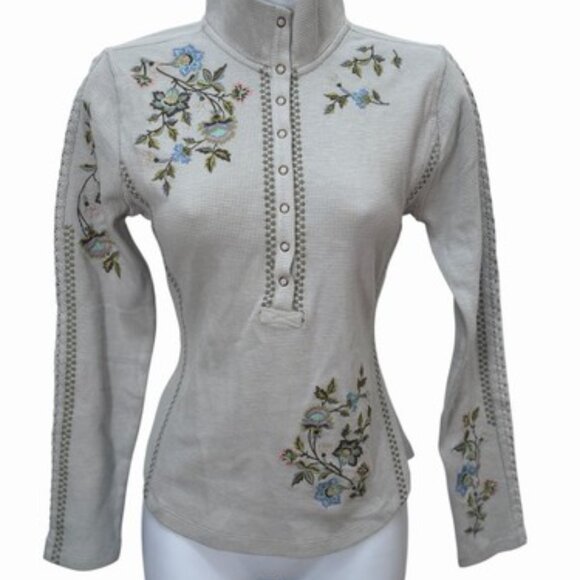 sundance boutique Tops - NWT Sundance Alpenwild Henley Embroidered Gray